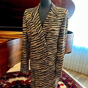 St. John Black and Gold Zebra Print Blazer